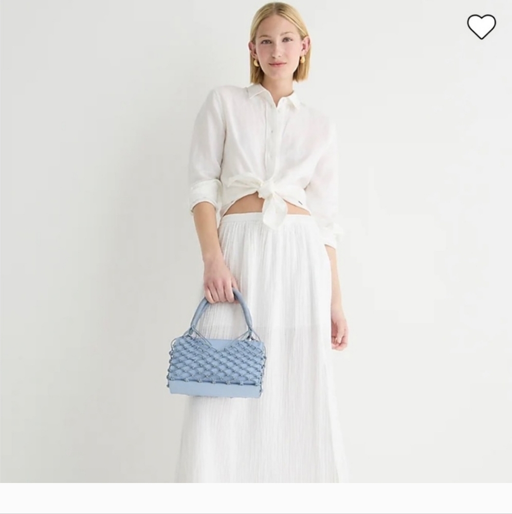 J.Crew White Gauze Cotton Side- Slit Maxi Skirt Size Small